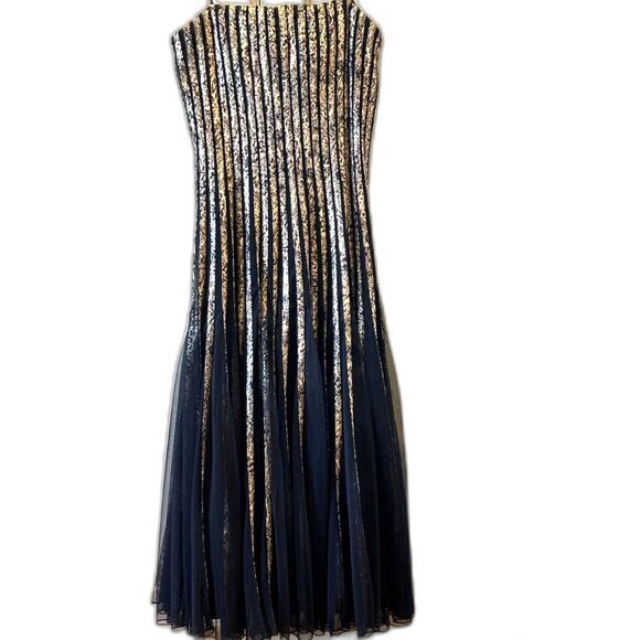 Cache Vintage Black Dress with Gold Contrast - Size 2 - Picture 1 of 6